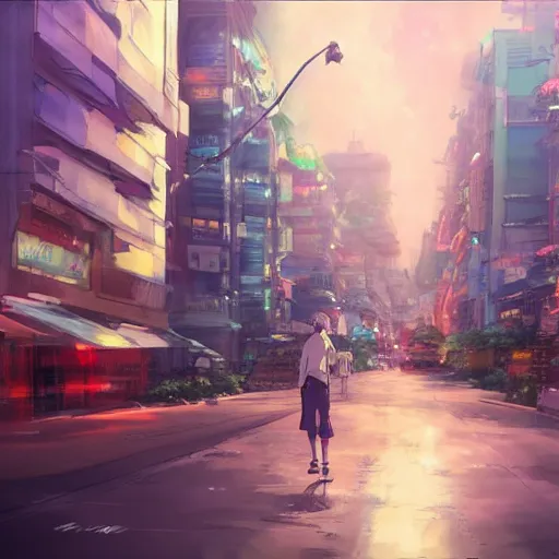 Image similar to The City Street of Kuala Lumpur, Anime concept art by Makoto Shinkai, detailed