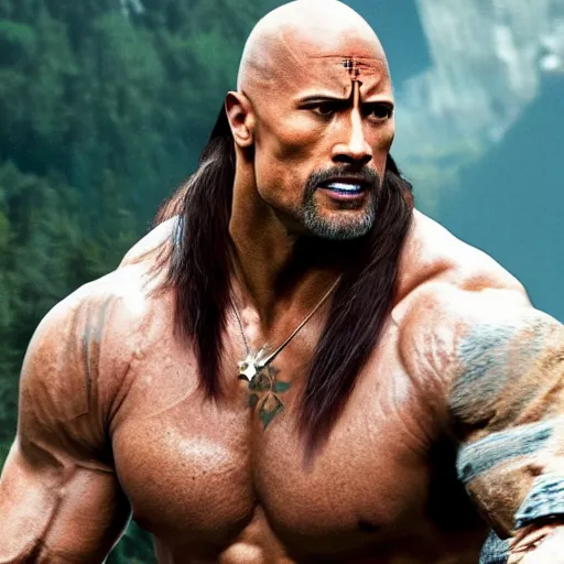 Image similar to Dwayne Johnson in the Witcher 4K detailed super realistic