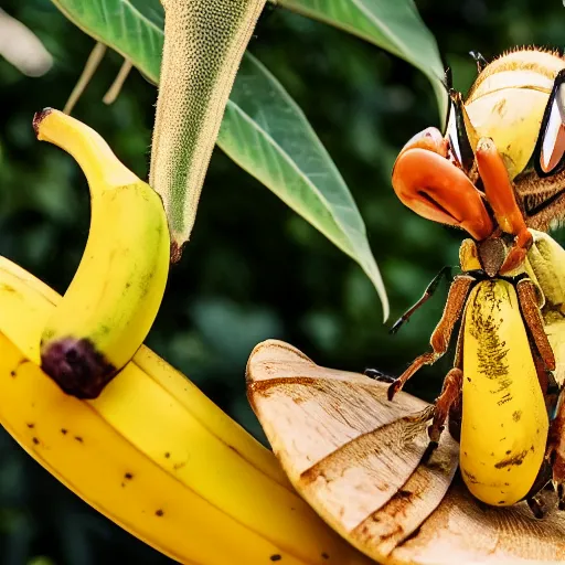 Image similar to A big bug eating a banana