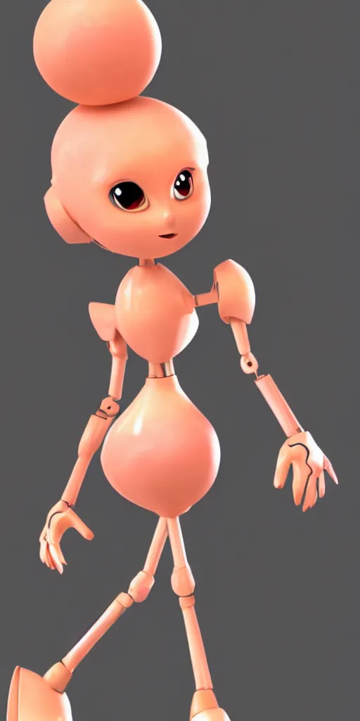 Image similar to very beautiful peach cartoon character robots need love