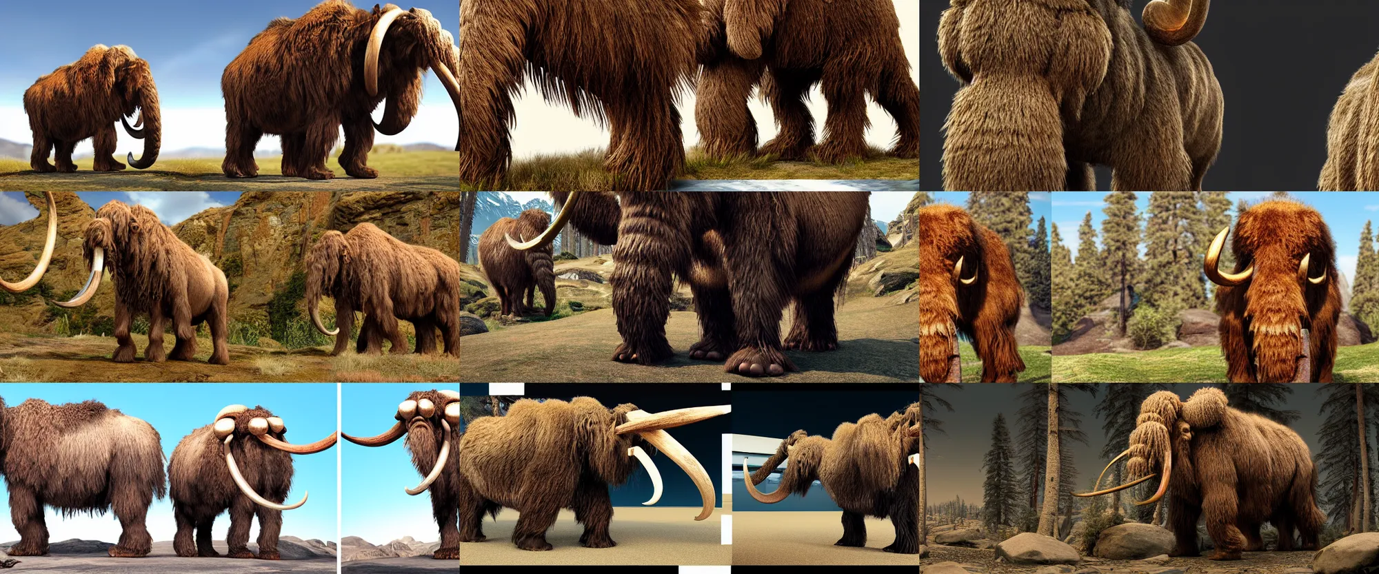 Prompt: stereoscopic crossview 3d render of a woolly mammoth, unreal engine, highly detailed, 8k uhd