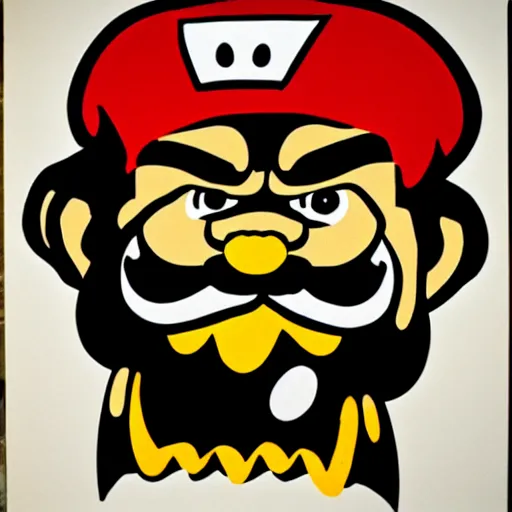 Image similar to wario eating a hot dog stencil art