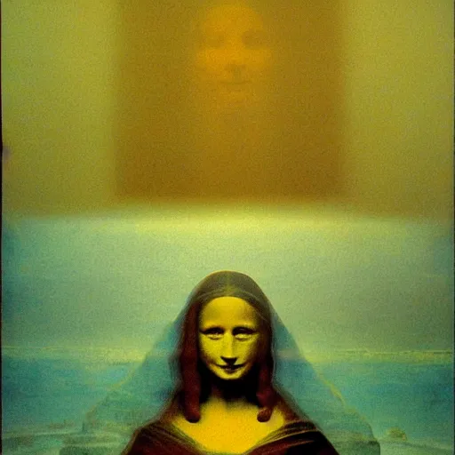 Prompt: beksinski, zdzisław - mona lisa in the style of zdzisław beksinski by zdzislaw beksinski