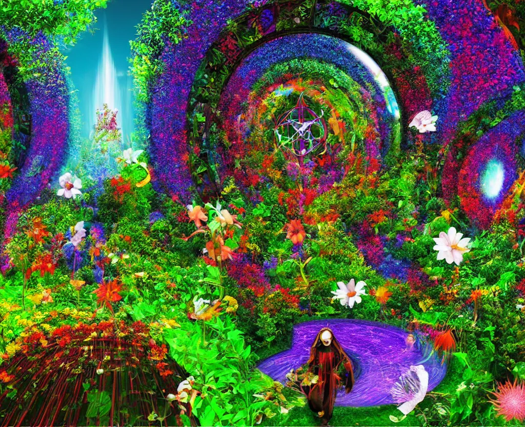 Image similar to techno - spiritual utopian garden, perfect future, award winning digital art