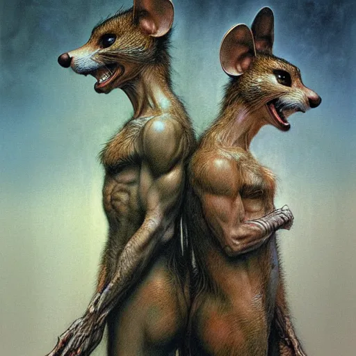 Prompt: portrait of chip and dale by luis royo and wayne barlowe, beksinski