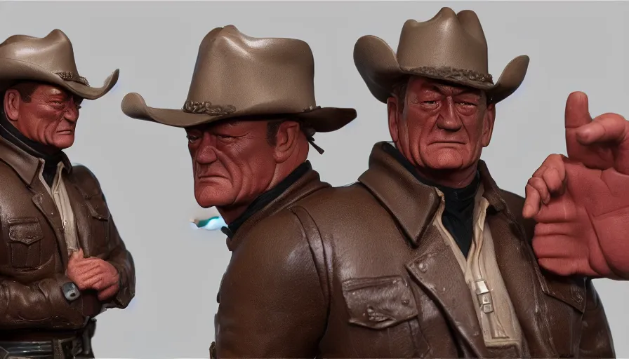 Prompt: John Wayne as a toy, hyperdetailed, artstation, cgsociety, 8k