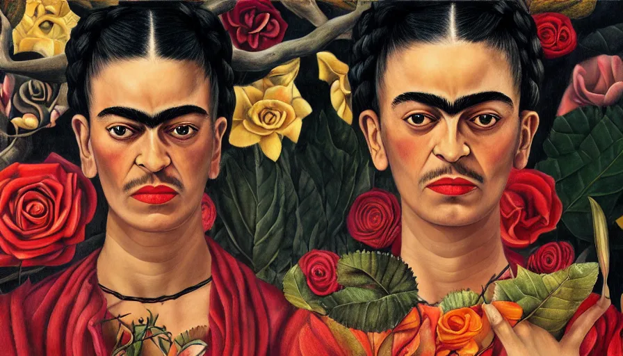 Image similar to surreal magical realism by Frida Kahlo, Rosa Rolanda, María Izquierdo, detailed, high quality, high resolution, surreal artistic wallpaper, HD 4K