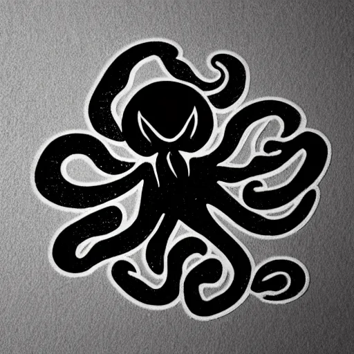 Prompt: intricate black and white logo of an octopus.