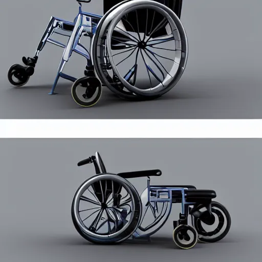 Prompt: a wheelchair, a computer rendering by an gyeon, behance contest winner, panfuturism, hard surface modeling, behance hd, rendered in cinema 4 d