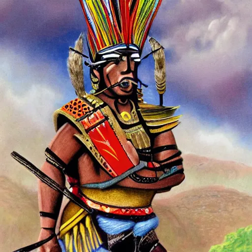 Prompt: guanajuato cartoon, hd, guatemalan warrior, realistic