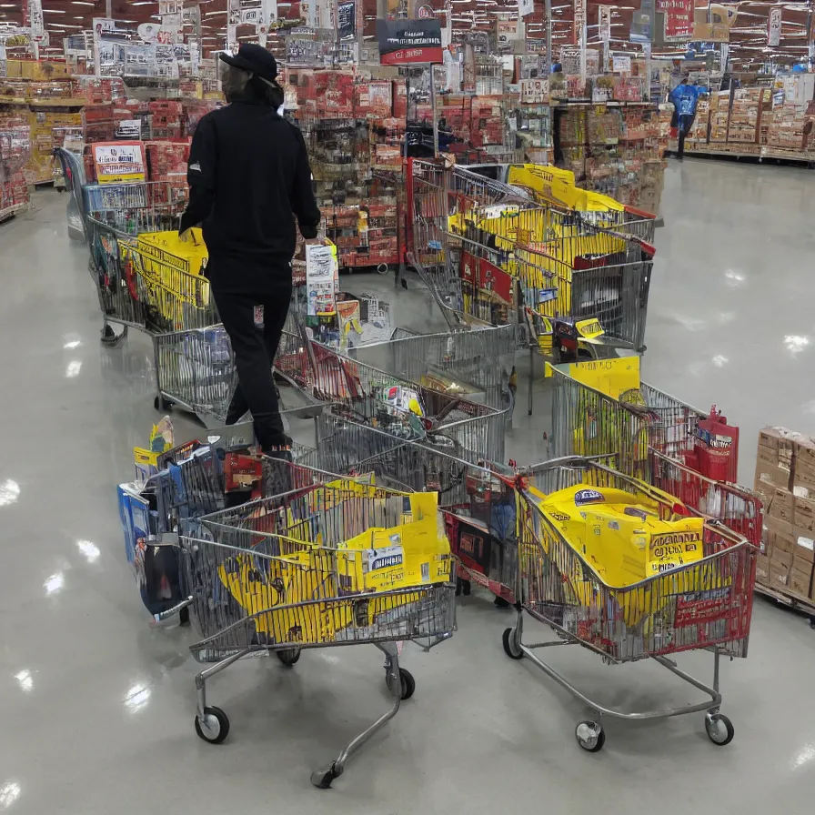 Image similar to mothman pushing a cart in costco, high definition, national geographic, award winning, nature photo, 8k