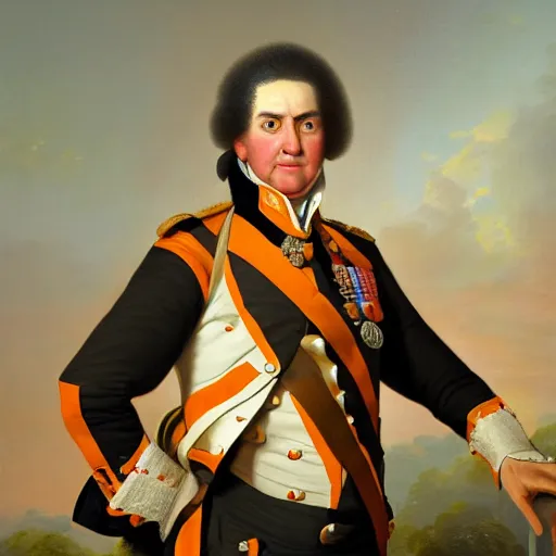 Image similar to facial portrait of the phoenix suns dictator in military uniform, 1 7 8 0, oil on canvas by william sidney mount, oil on canvas, octane render