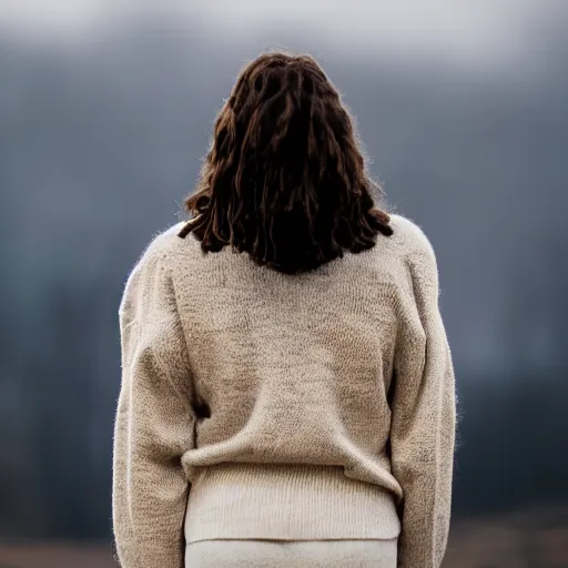 Prompt: human lamb hybrid wearing a sweater, upper body shot, canon eos r 3, f / 1. 4, iso 2 0 0, 1 / 1 6 0 s, 8 k, raw, unedited, symmetrical balance, in - frame