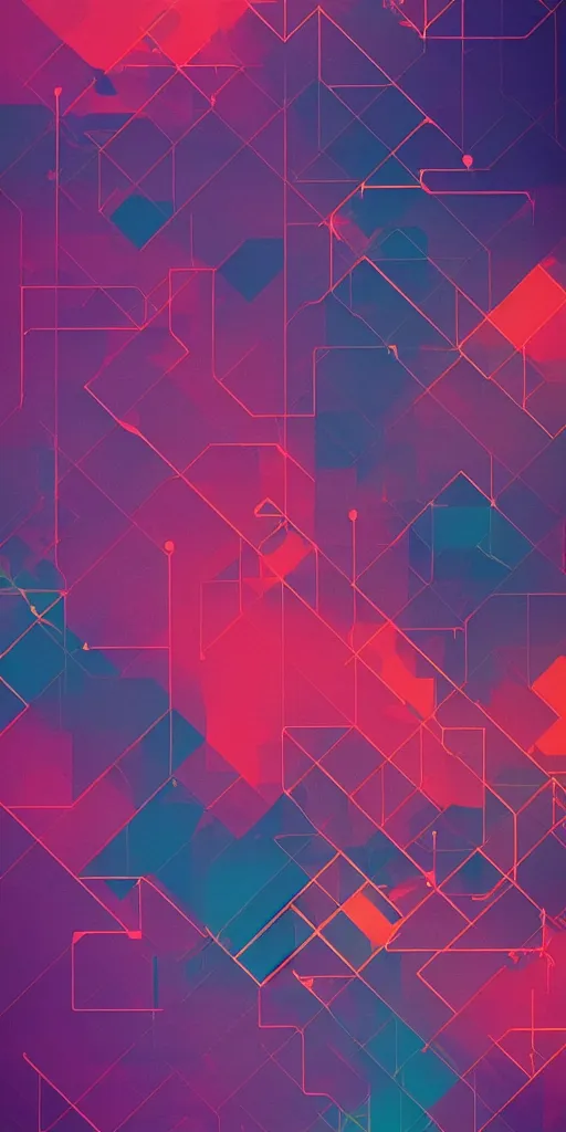 Image similar to beautiful minimalist abstract hd phone wallpaper, cyberpunk color palette, geometric, trending on behance