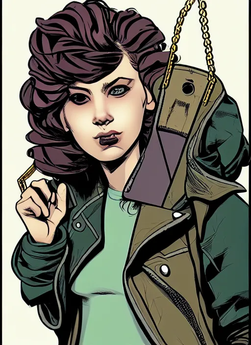 Image similar to a portrait of a pretty sewer punk young lady by cliff chiang