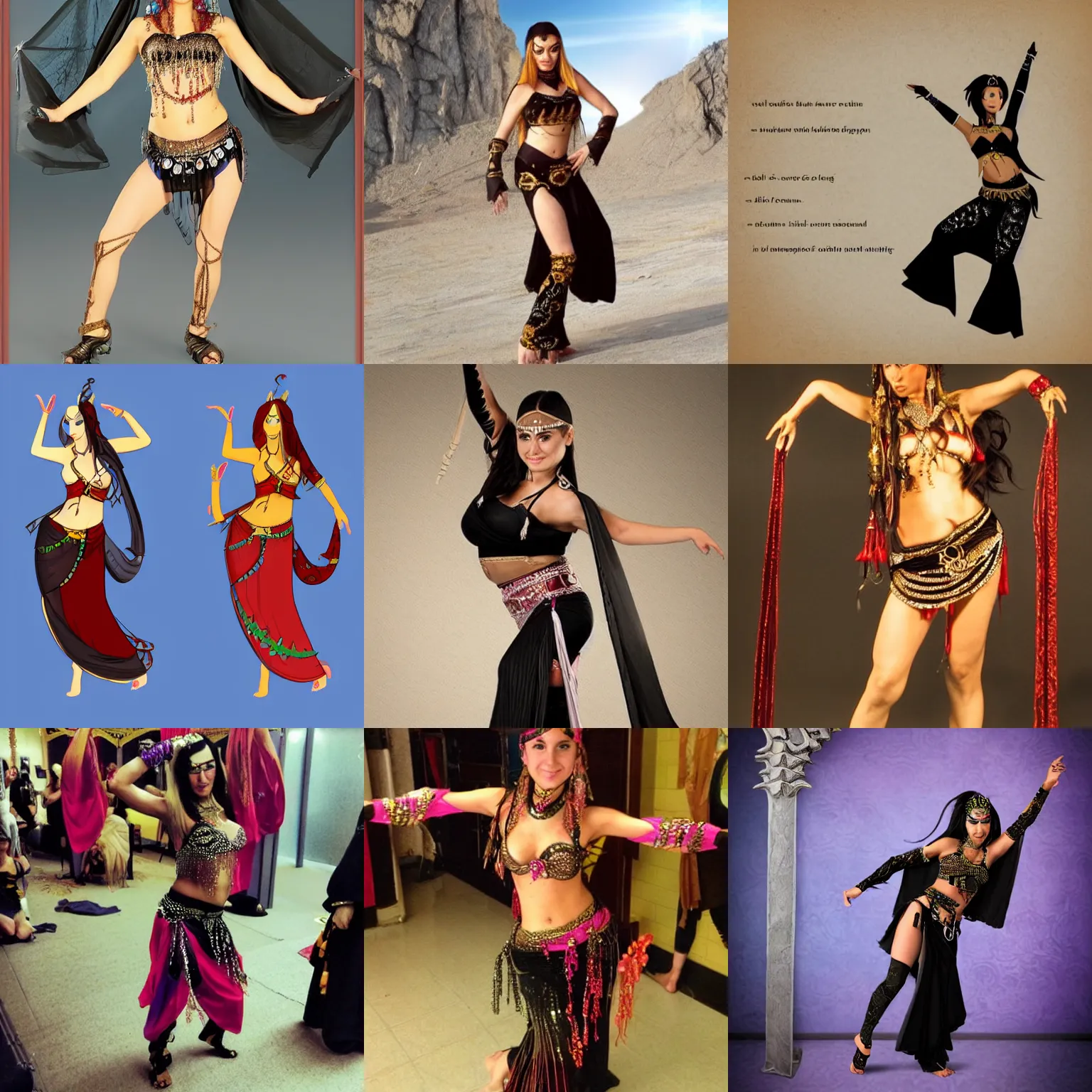 Prompt: a mix between a belly dancer and a ninja, high fantasy