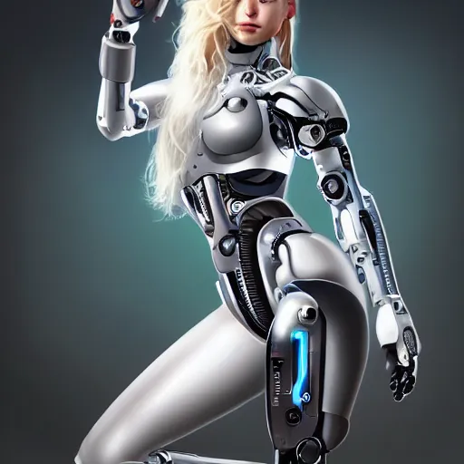 Prompt: beutiful white girl cyborg, full shot, alfred kelsner, artstaition, epic composition
