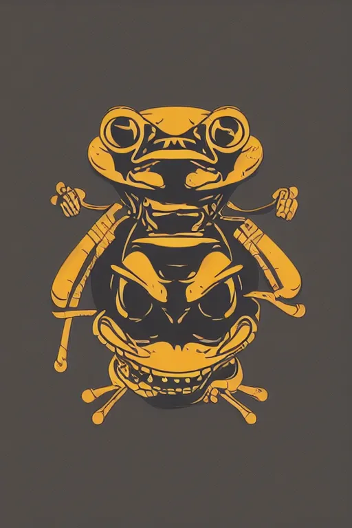 Prompt: in the style of max prentis and deathburger and laurie greasley a vector e-sports vector logo of a samurai frog, highly detailed, colourful, 8k wallpaper