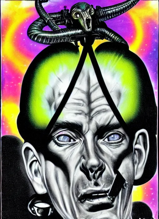 Prompt: subgenius, x - day, aliens, weird stuff, occult stuff, colorful, hyperrealism, dramatic lighting