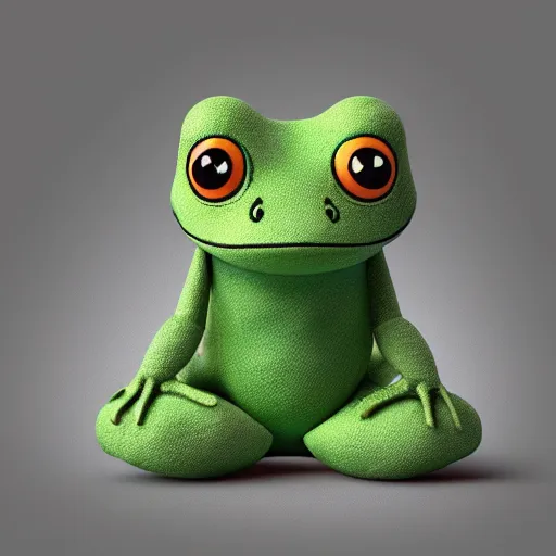 Image similar to cute fumo plush of a relaxed froggirl who takes everything in stride, studio lighting, outline glow, vray