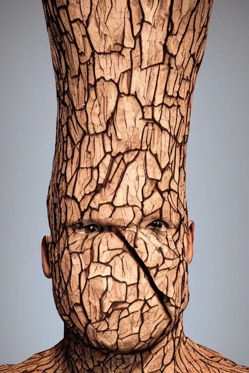 Image similar to 📷 markiplier's tree bark skin, made of tree bark, head portrait, dynamic lighting, 4 k