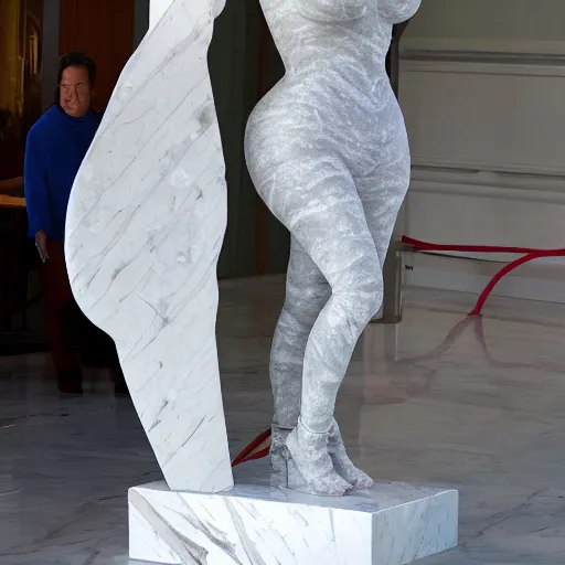 Prompt: kim kardashian statue made of marble