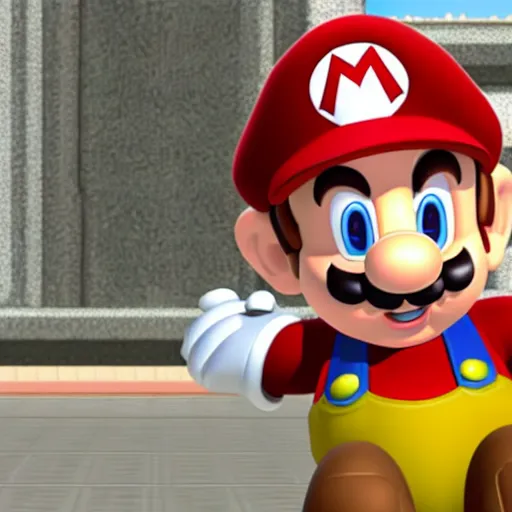 Image similar to tom hanks as mario in mario 6 4 for the nintendo 6 4, video game screenshot