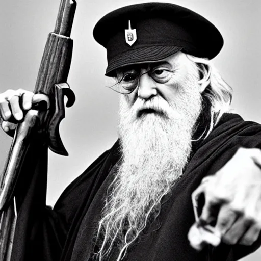 Image similar to 📷 Dumbledore with a sawed-off shotgun