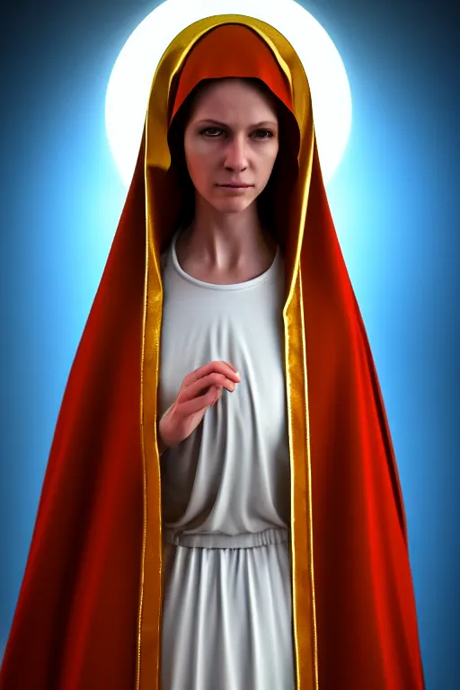 Image similar to a highly detailed and realistic photo of the virgin mary cosplay on a satansite collection, artstation, 4 k, correctly anatomy, good light