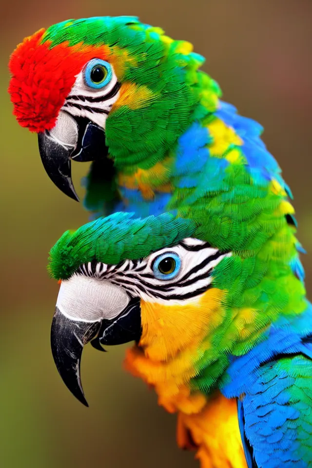 Prompt: a beautiful portrait of a cute and colorful parrot