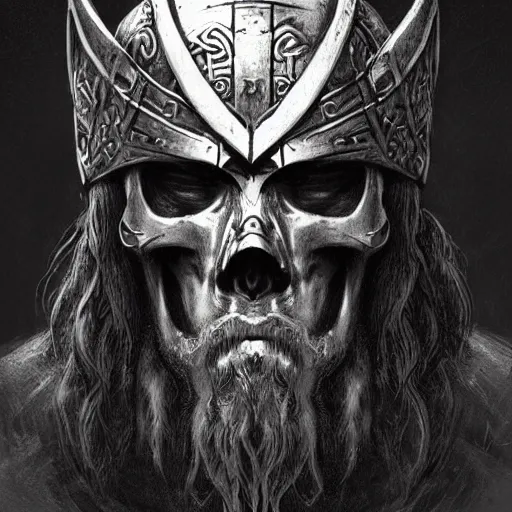 Image similar to viking king wearing a skull mask, engraving, concept art, elden ring, illustration, smooth, sharp focus, by gustave dore and greg rutkowski