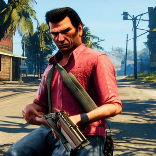 Prompt: Tommy Vercetti in Red Dead Redemption 2