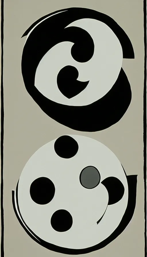 Prompt: Abstract representation of ying Yang concept, by Charles Addams