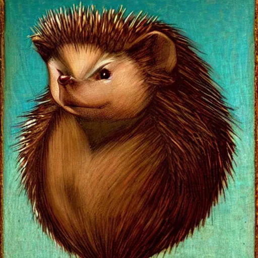 Prompt: Leonardo da Vinci portrait of Knuckles the Hedgehog