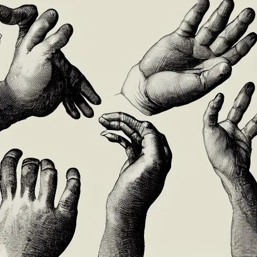 Prompt: an illustration of hands with text and chars, in style of Leonardo da Vinci