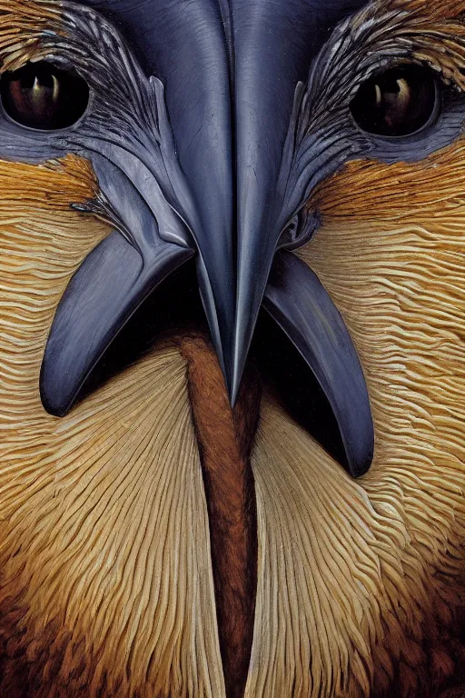 Image similar to a breathtakingly stunningly beautifully highly detailed extreme close up portrait of a giant majestic raven, by michael cheval and frederic leighton and rosetti and turner and eugene von guerard, 4 k