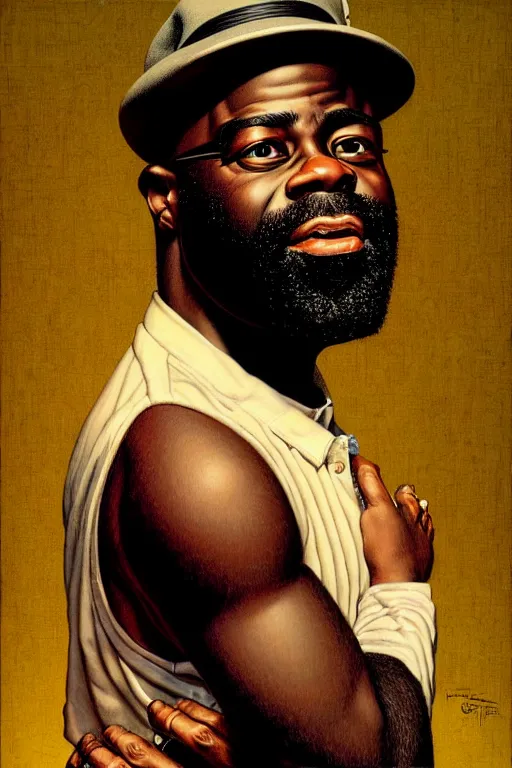 Prompt: portrait of black thought from the roots by gil elvgren and norman rockwell and rob gonsalves and hajime sorayama, hyperrealistic, high detail, ultra detailed, highly detailed face, ruffled fabric