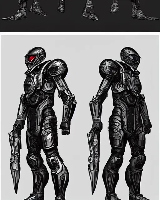 Prompt: artistic illustration of scifi armor dynamic pose deviantart artstation concept art 4k wolf brigade