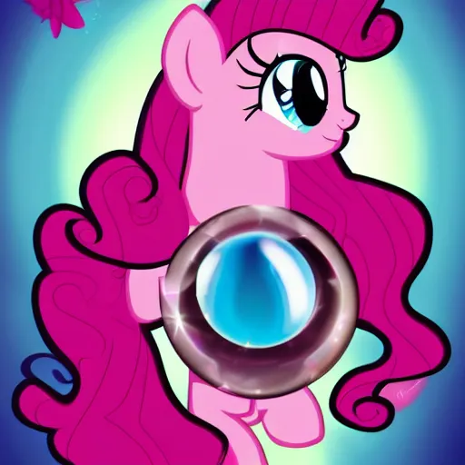 Image similar to Pinkie Pie 💓🐴 trapped inside a crystal ball 🔒🔮