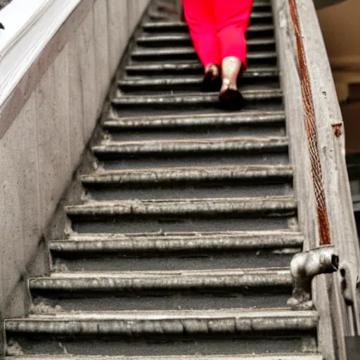 Image similar to old woman falling down the stairs