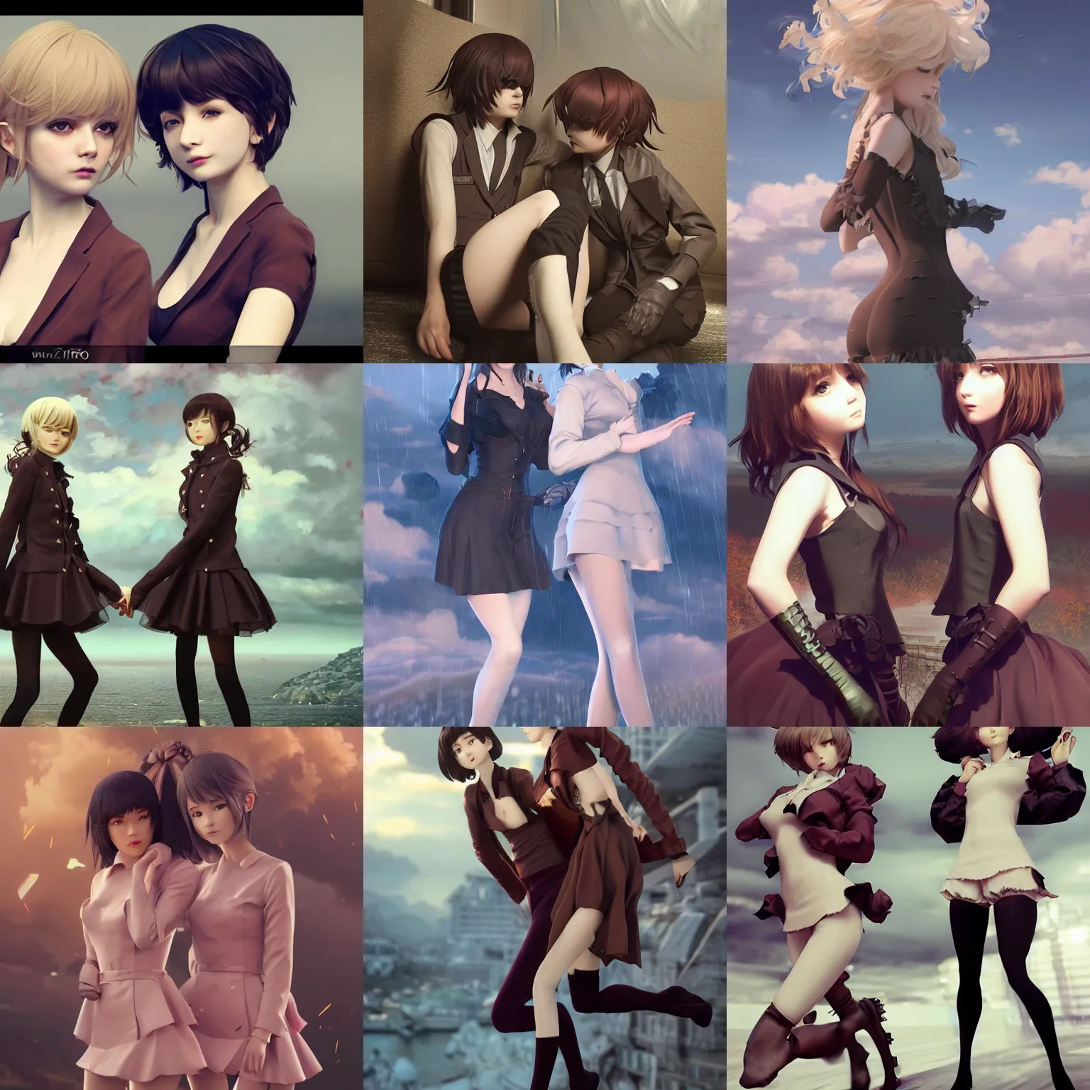 Prompt: worksafe. insanely detailed. by wlop, ilya kuvshinov, krenz cushart, greg rutkowski, pixiv. zbrush sculpt, octane, maya, houdini, vfx. two gorgeous young cg gentle girlish feminine sissy boys with long hairstyles in thighhighs posing together, in luxury advertisement. cinematic dramatic atmosphere, sharp focus, volumetric lighting