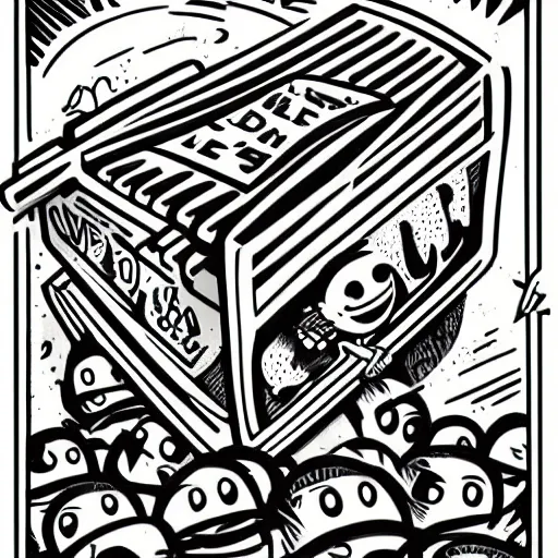 Prompt: Dumpster on fire by Mcbess