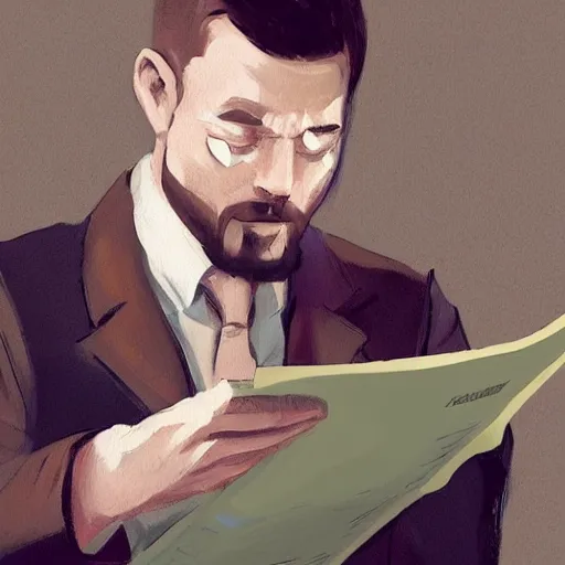 Prompt: a man is holding his head while reading the bill in his hand, crying. fine art, trending on artstation, smooth draw, sharp focus, digital art, bright colors, fine draw. - n 4