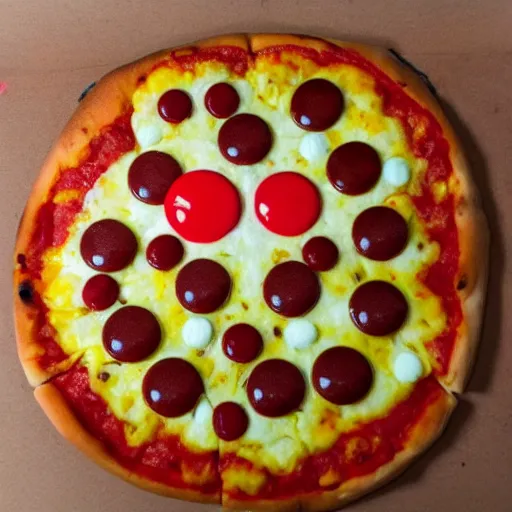 Image similar to pokeball pizza