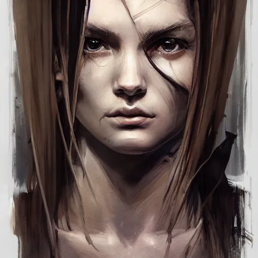 Image similar to tattoo design, a professional painting of a beautiful young female, partially clothed in battle armor, olive skin, long dark hair, beautiful bone structure, symmetrical facial features, intricate, elegant, digital painting, concept art, smooth, sharp focus, illustration, from Metal Gear, by Ruan Jia and Mandy Jurgens and Greg Rutkowski and Artgerm and William-Adolphe Bouguerea and artgerm, cat girl, anime