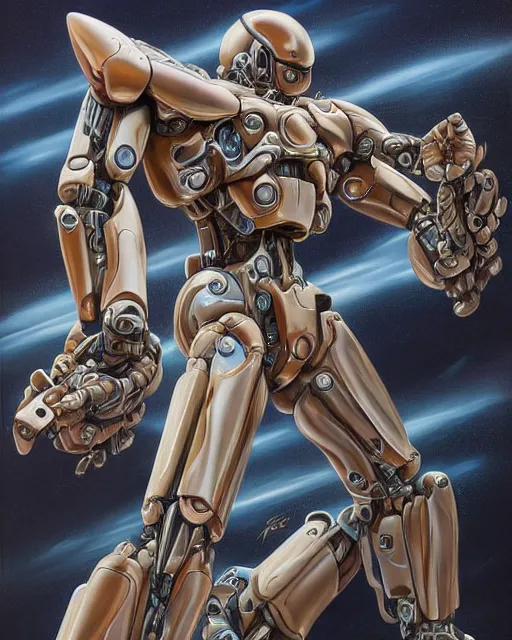 Image similar to mew two, smooth design, mecha by frank franzetta, biomechanical, 4 k, hyper detailed