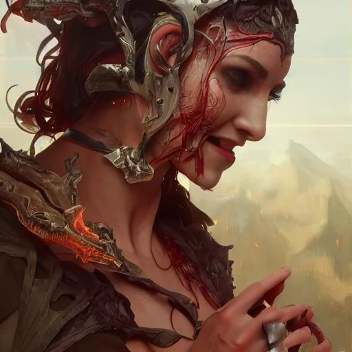 Image similar to a pc made out of flesh, gaming pc case, skin on the gaming pc, skinned alive, blood, teeth, fantasy, intricate, highly detailed, digital painting, artstation, concept art, smooth, sharp focus, illustration, art by artgerm and greg rutkowski and alphonse mucha