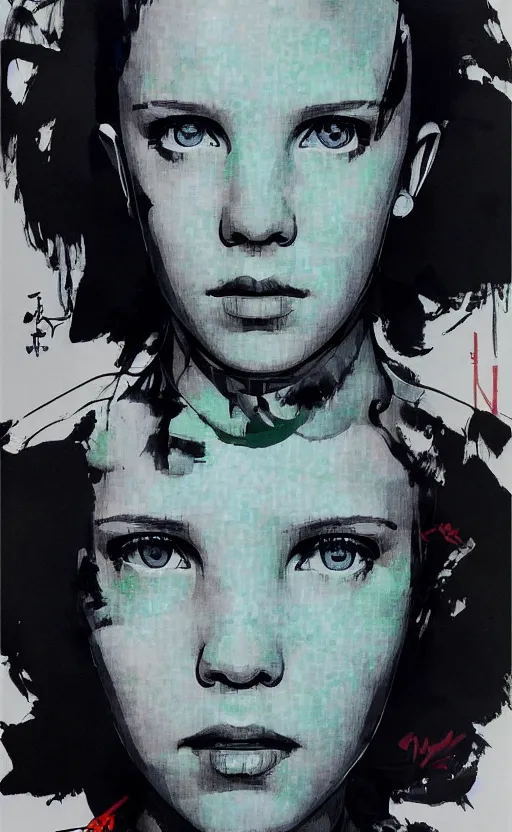 Image similar to Portrait of Millie Bobby Brown by Yoji Shinkawa