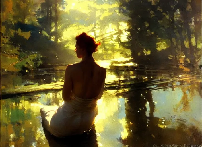 Prompt: oil painting of reflective copper still by anders zorn, wonderful art by greg rutkowski, beautiful cinematic light, american romanticism by greg manchess, reflections and refraction, sunlight