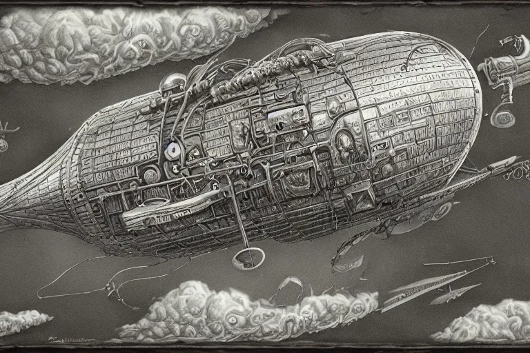 Image similar to a steampunk spelljammer airship by laurie lipton